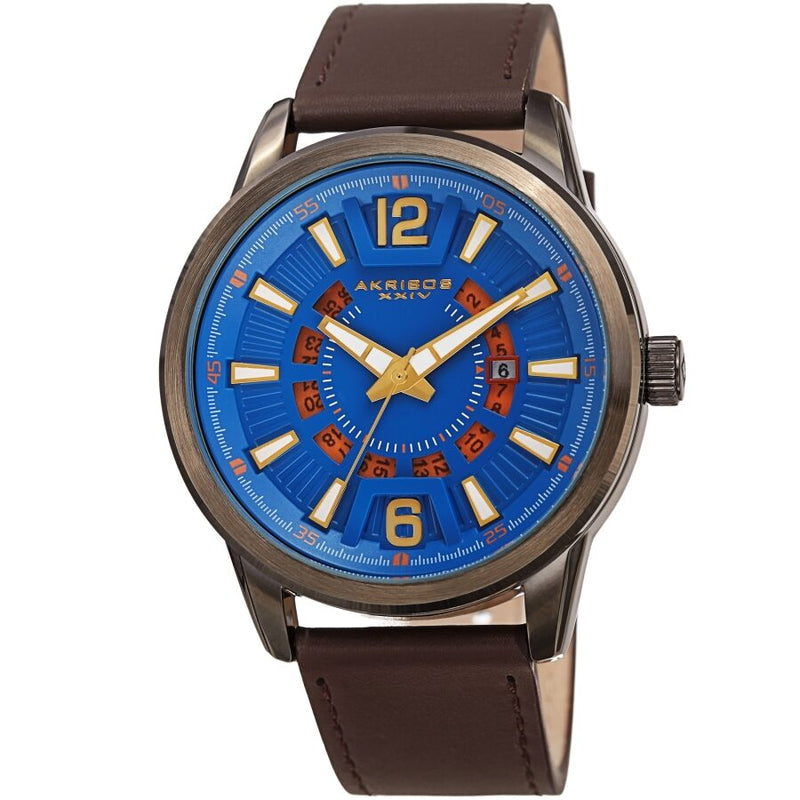 Akribos XXIV Quartz Blue Dial Men's Watch #AK1079BUBR - Watches of America