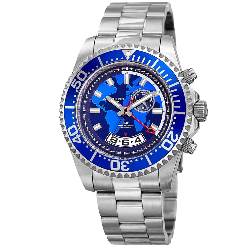 Akribos XXIV Blue Dial Stainless Steel Men's Watch #AK955SSBU - Watches of America