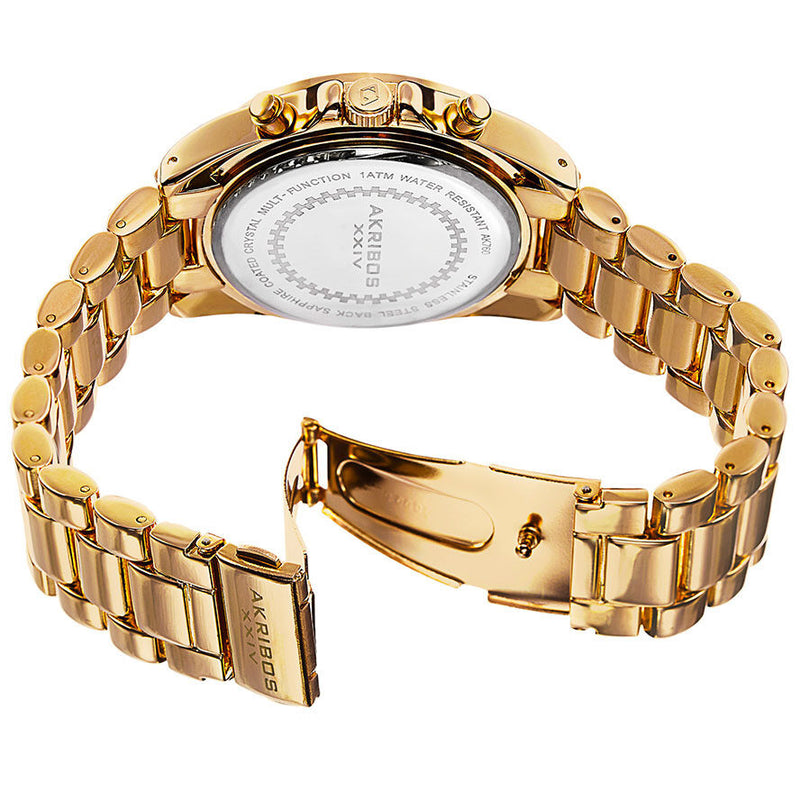 Akribos XXIV Blue Dial Yellow Gold-Tone Multi-Function Ladies Watch #AK760YGTQ - Watches of America #3