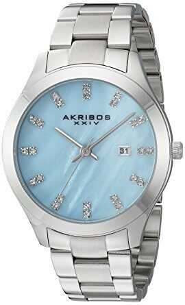 Akribos XXIV Blue Mother of Pearl Dial Ladies Watch #AK954SSBU - Watches of America