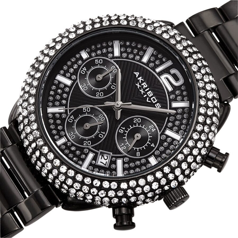 Akribos XXIV Chronograph Quartz Crystal Black Dial Men's Watch #AK1075BK - Watches of America #2