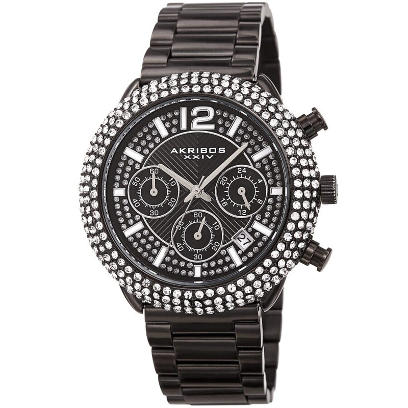 Akribos XXIV Chronograph Quartz Crystal Black Dial Men's Watch #AK1075BK - Watches of America