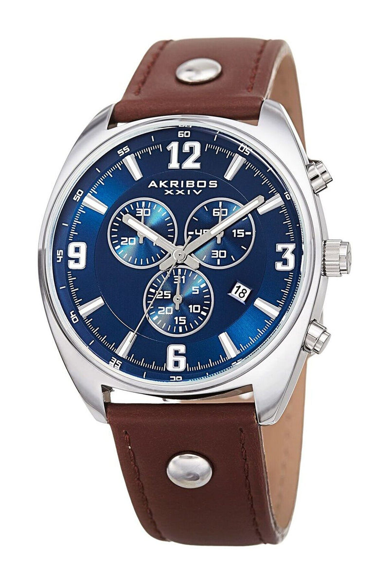 Akribos XXIV Chronograph Quartz Blue Dial Men's Watch #AK969BRBU - Watches of America
