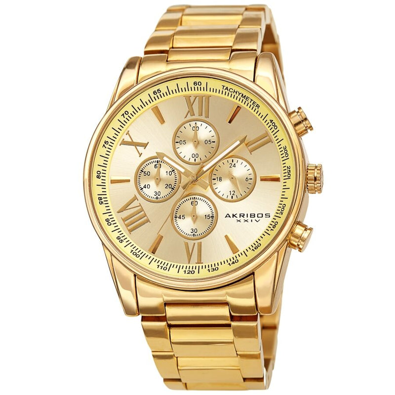 Akribos XXIV Chronograph Quartz Gold Dial Men's Watch #AK1072YG - Watches of America