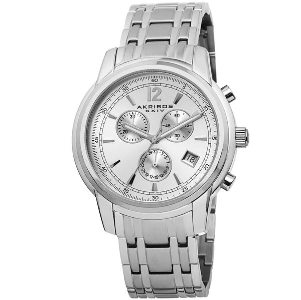 Akribos XXIV Chronograph Silver Dial Men's Watch #AK692SSW - Watches of America