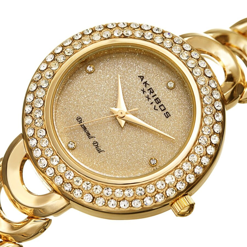 Akribos XXIV Quartz Diamond Gold Dial Ladies Watch #AK1050YG - Watches of America #2