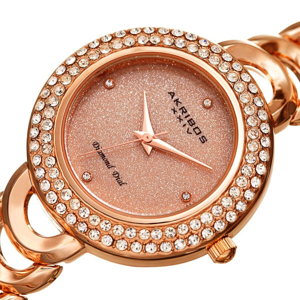 Akribos XXIV Quartz Diamond Crystal Rose Dial Ladies Watch #AK1050RG - Watches of America #2