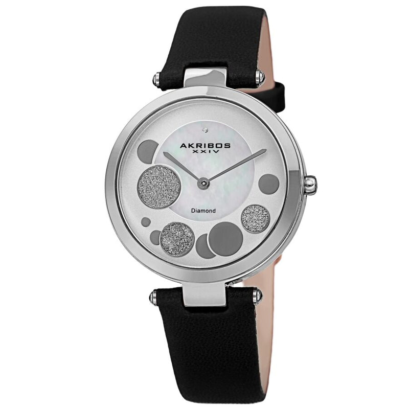 Akribos XXIV Quartz Diamond White Dial Ladies Watch #AK1069SSBK - Watches of America