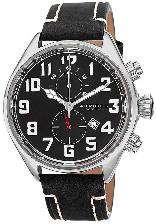 Akribos XXIV Essential Chronograph Black Dial Stainless Steel Men's  Watch #AK706SSB - Watches of America