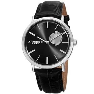 Akribos XXIV Essential Quartz Black Dial Men's Watch #AK848SSB - Watches of America