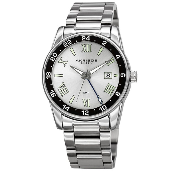Akribos XXIV Quartz Silver Dial Silver-tone Men's Watch #AK1055SS - Watches of America