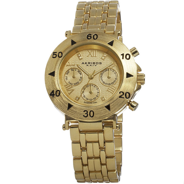 Akribos XXIV Gold-Tone Ladies Watch #AK686YG - Watches of America