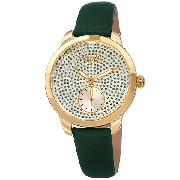 Akribos XXIV Green Dial Green Leather Ladies Watch #AK1089GN - Watches of America