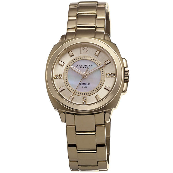 Akribos XXIV Mother of Pearl Dial Gold-tone Ladies Watch #AK668YG - Watches of America