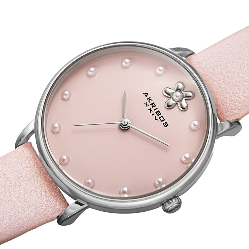 Akribos XXIV Pink Dial Pink Leather Ladies Watch #AK1084PK - Watches of America #2