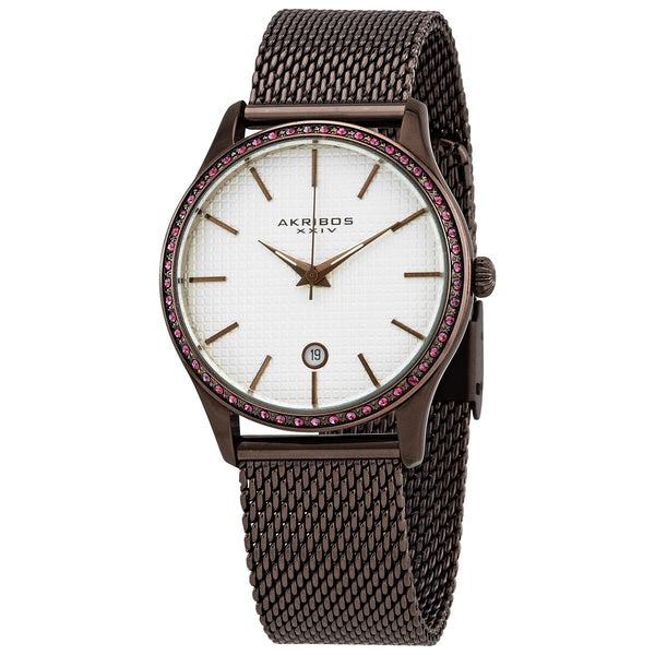 Akribos XXIV Pink Dial Brown Ion-plated Ladies Watch #AK967BR - Watches of America