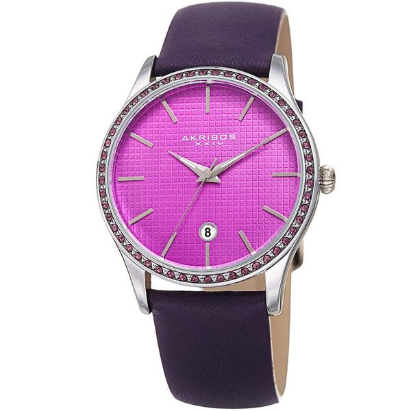 Akribos XXIV Purple Dial Purple Leather Ladies Watch #AK964PU - Watches of America