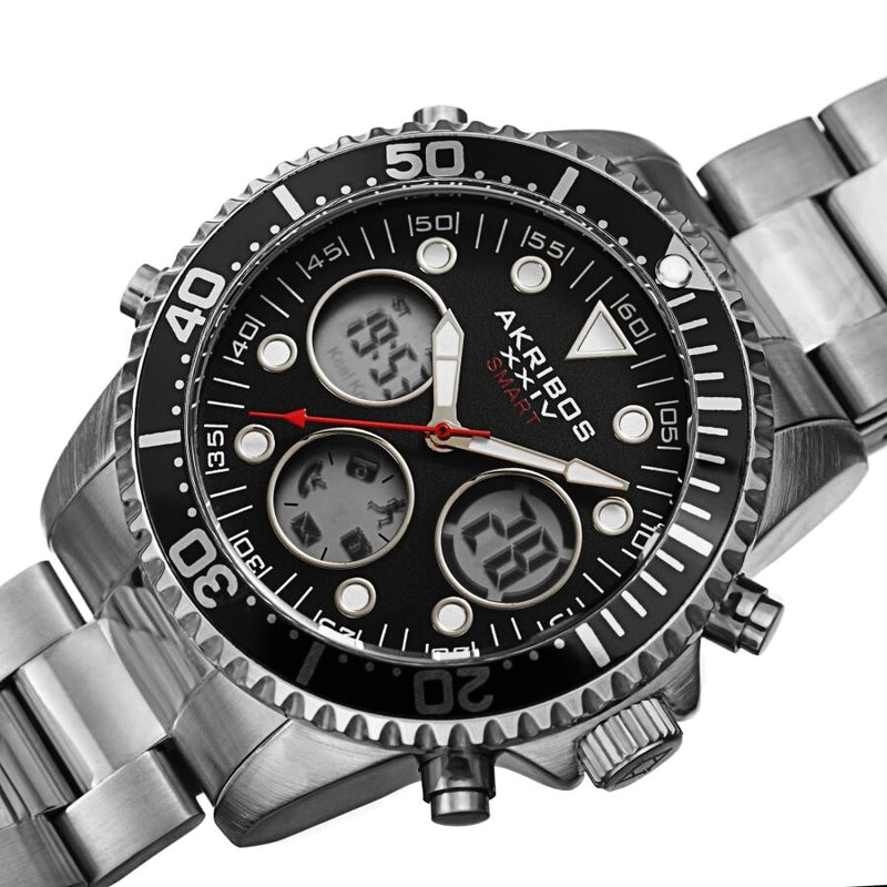 Akribos XXIV Quartz Black Dial Men's Smart Watch #AK1094SSB - Watches of America #2