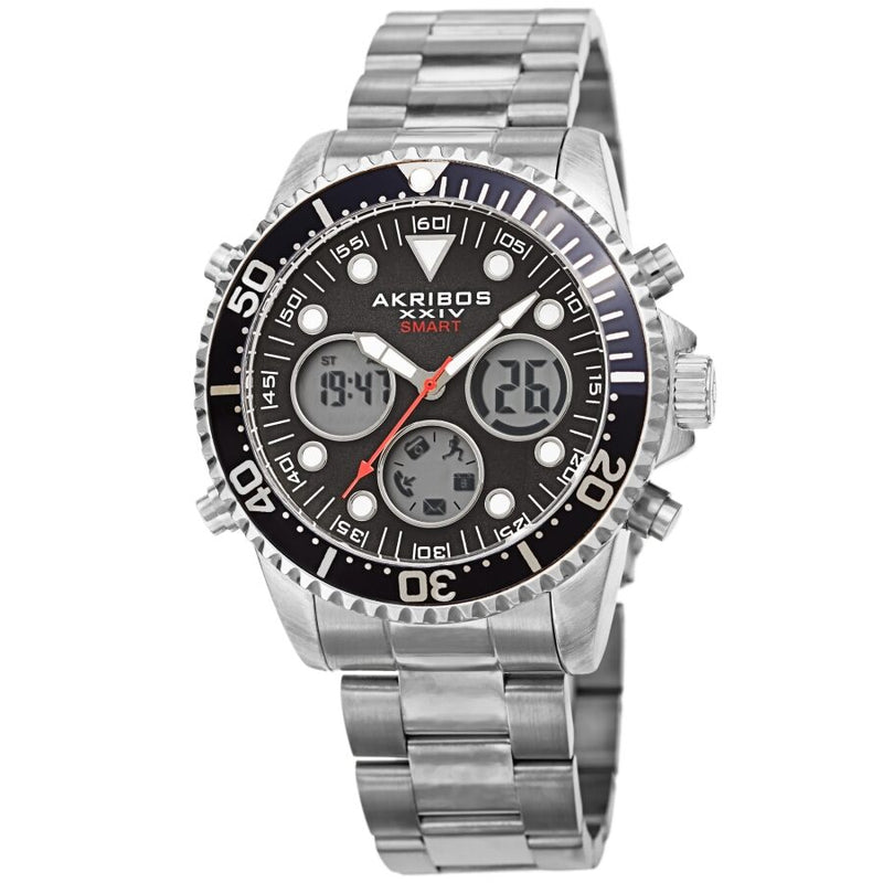Akribos XXIV Quartz Black Dial Men's Smart Watch #AK1094SSB - Watches of America