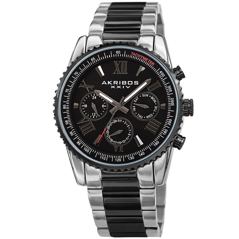 Akribos XXIV Quartz Black Dial Two-tone Men's Watch #AK1099TTB - Watches of America