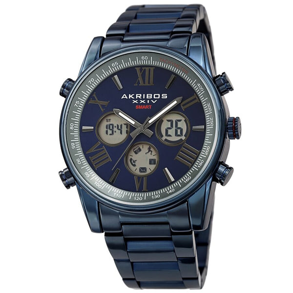 Akribos XXIV Quartz Blue Dial Men's Smart Watch #AK1095BU - Watches of America