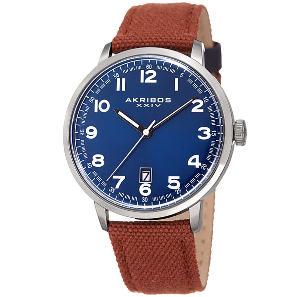 Akribos XXIV Quartz Blue Dial Men's Watch #AK1025BRBU - Watches of America