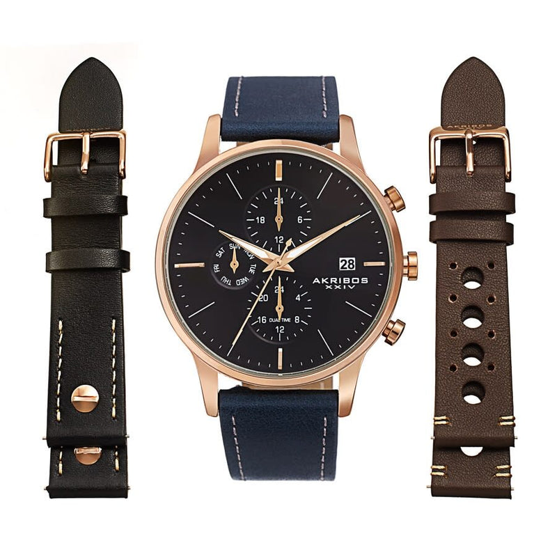 Akribos XXIV Quartz Blue Dial Men's Watch #AK1105RGBU-S - Watches of America