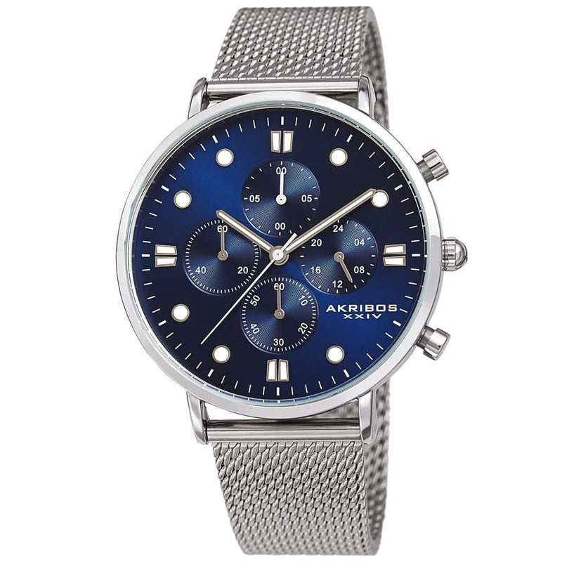 Akribos XXIV Quartz Blue Dial Men's Watch #AK1113SSBU - Watches of America