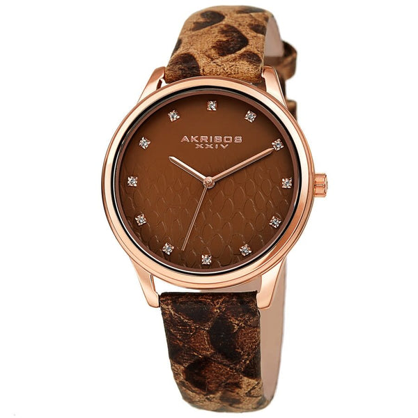 Akribos XXIV Quartz Brown Dial Ladies Watch #AK1115BR - Watches of America