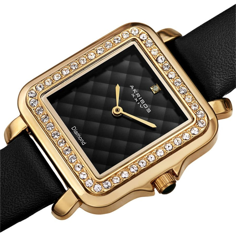 Akribos XXIV Quartz Diamond Black Dial Ladies Watch #AK1106BK - Watches of America #2