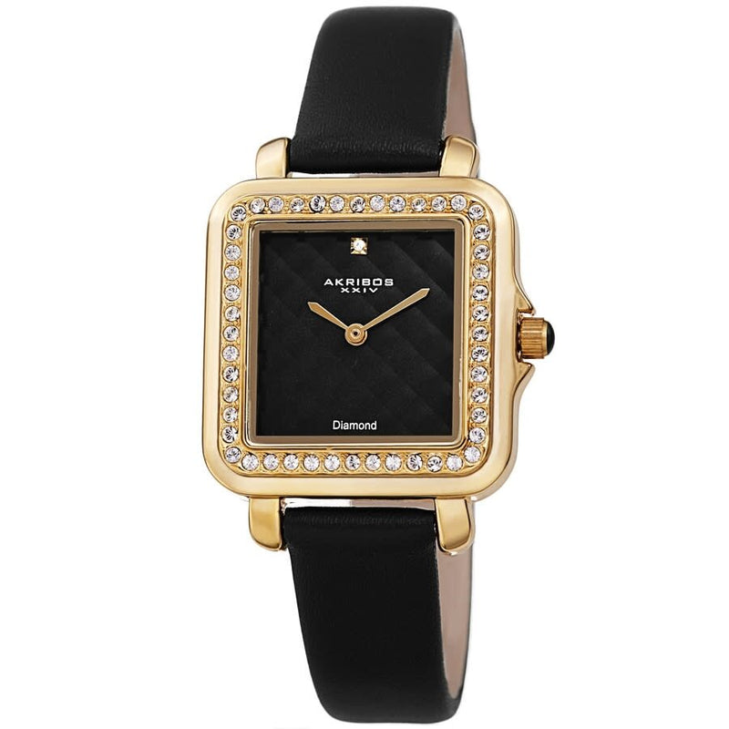 Akribos XXIV Quartz Diamond Black Dial Ladies Watch #AK1106BK - Watches of America