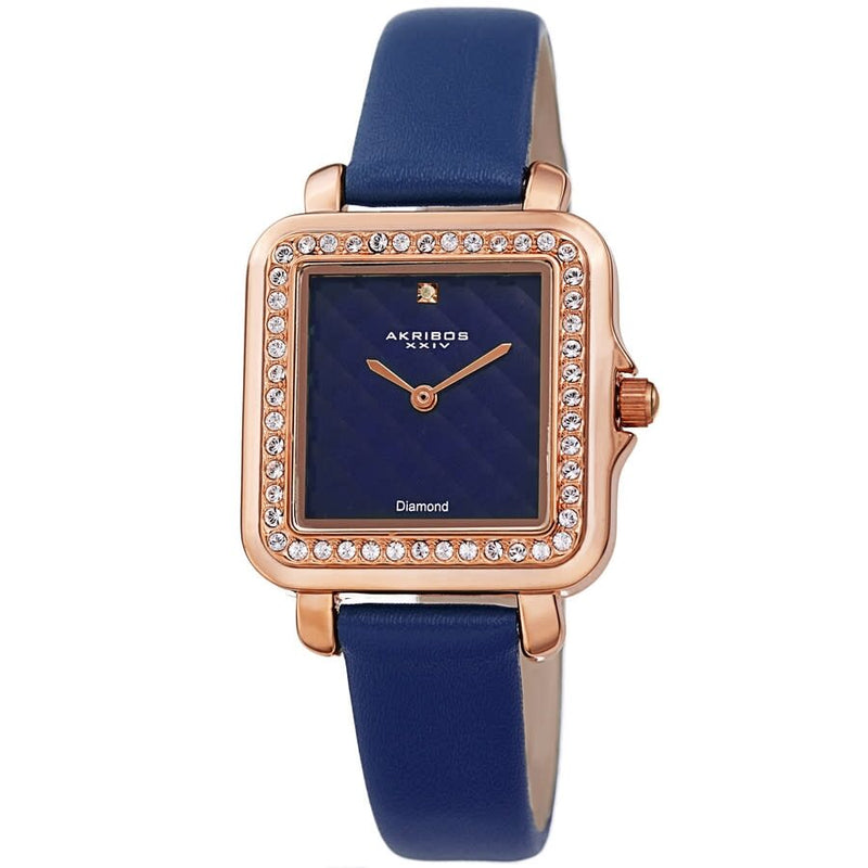 Akribos XXIV Quartz Diamond Blue Dial Ladies Watch #AK1106BU - Watches of America