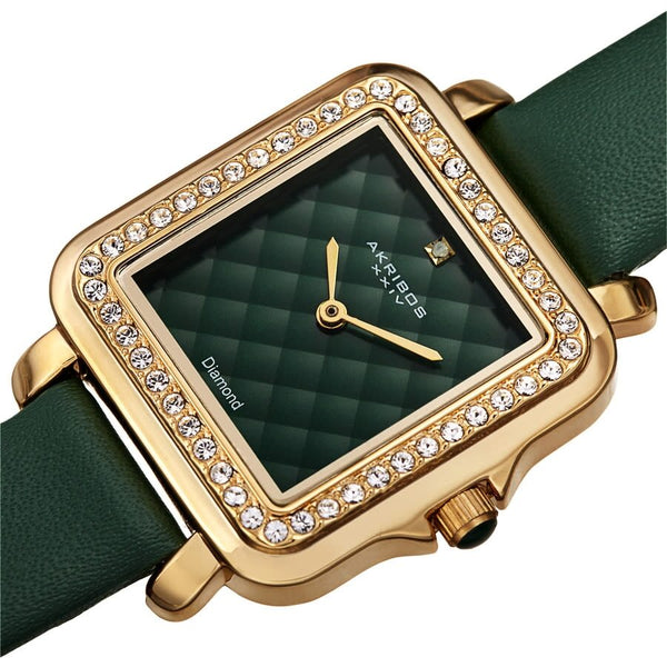 Akribos XXIV Quartz Diamond Green Dial Ladies Watch #AK1106GN - Watches of America #2