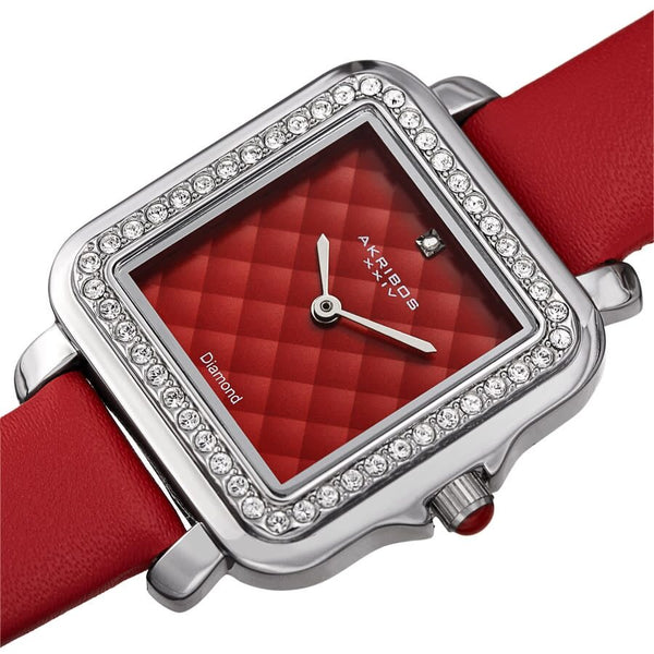 Akribos XXIV Quartz Diamond Red Dial Ladies Watch #AK1106RD - Watches of America #2