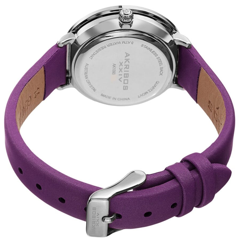 Akribos XXIV Quartz White Dial Purple Leather Ladies Watch #AK1093PU - Watches of America #4