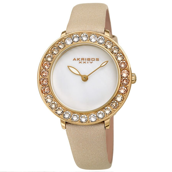 Akribos XXIV Quartz White Dial Ladies Watch #AK1093YG - Watches of America