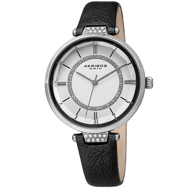 Akribos XXIV Quartz White Dial Ladies Watch #AK1116BK - Watches of America