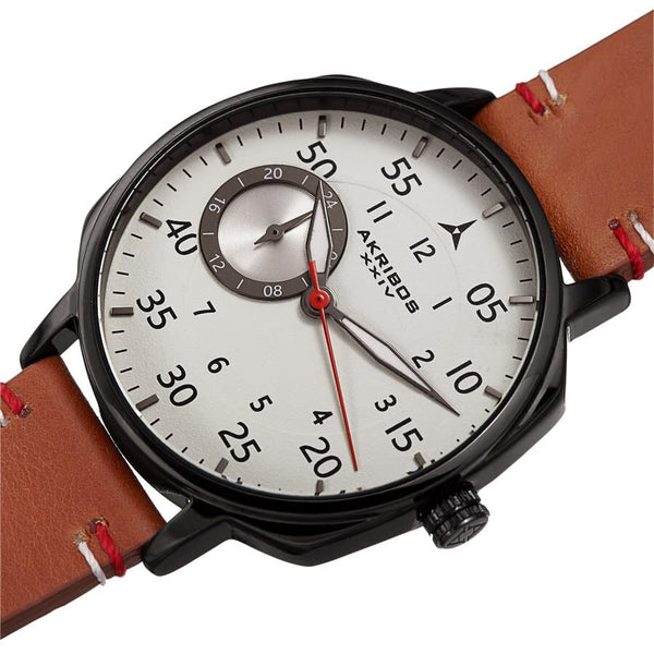 Akribos XXIV Quartz White Dial Brown Leather Men's Watch #AK1109BRBK - Watches of America #2