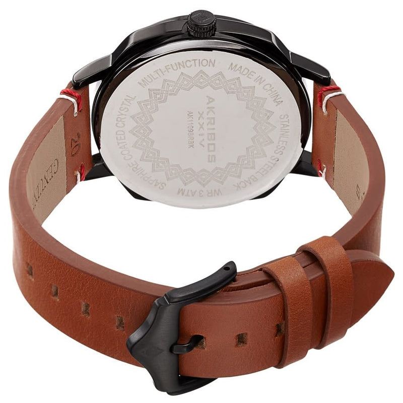 Akribos XXIV Quartz White Dial Brown Leather Men's Watch #AK1109BRBK - Watches of America #4