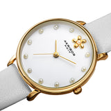 Akribos XXIV Quartz White Dial White Leather Ladies Watch #AK1084WT - Watches of America #2