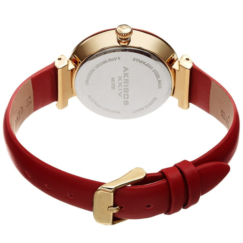 Akribos XXIV Red Dial Red Leather Ladies Watch #AK1035RD - Watches of America #4