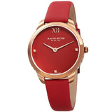 Akribos XXIV Red Dial Red Leather Ladies Watch #AK1059RD - Watches of America