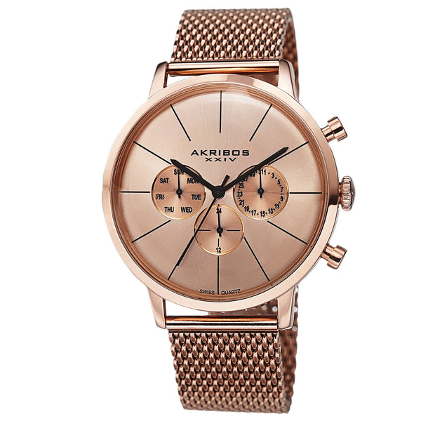 Akribos XXIV Rose Gold-tone Stainless Steel Men's Watch #AK714RG - Watches of America