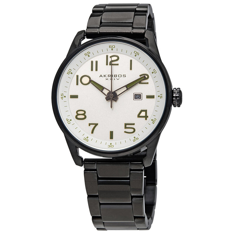 Akribos XXIV Silver Dial Black Ion-plated Men's Watch #AK956SS - Watches of America