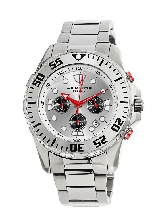 Akribos XXIV Silver-Tone Men's Watch #AK661SS - Watches of America