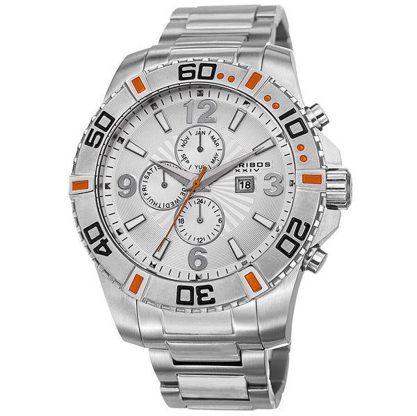 Akribos XXIV Silver-Tone Men's Watch #AK671SS - Watches of America