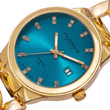 Akribos XXIV Turquoise Dial Gold-tone Base metal Ladies Watch #AK759YGTQ - Watches of America #2