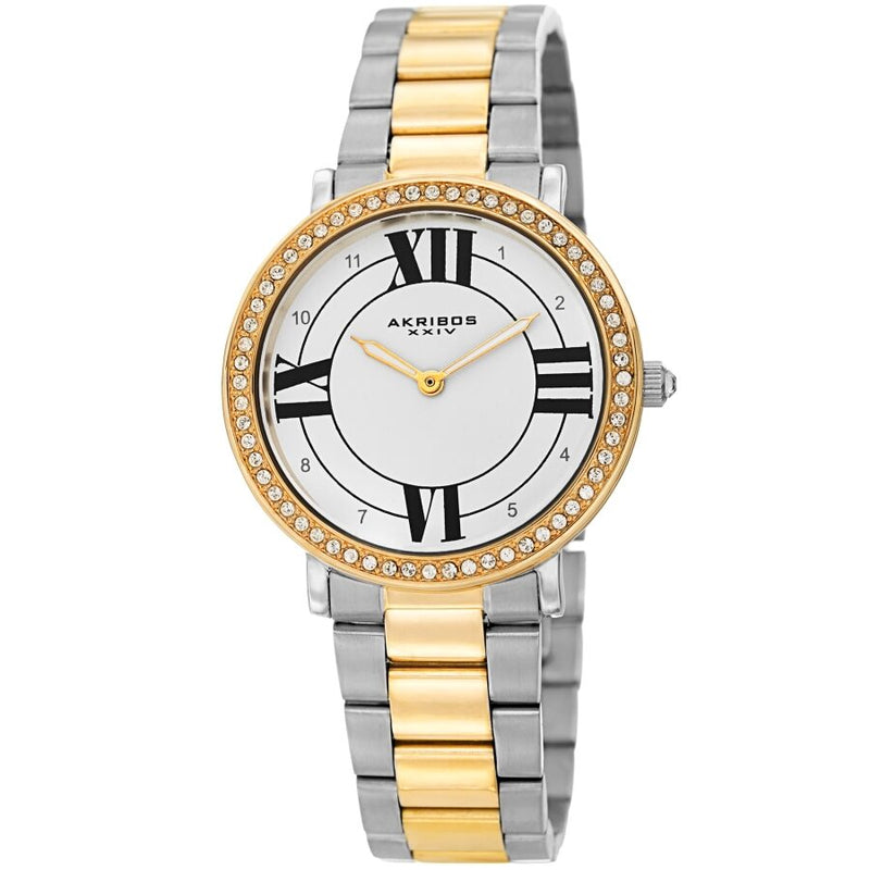 Akribos XXIV White Dial Ladies Watch #AK1036TTG - Watches of America