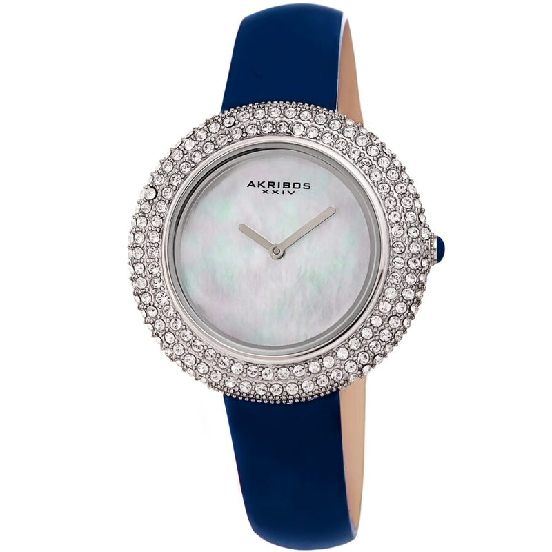 Akribos XXIV Quartz Crystal White Dial Ladies Watch #AK1049BU - Watches of America