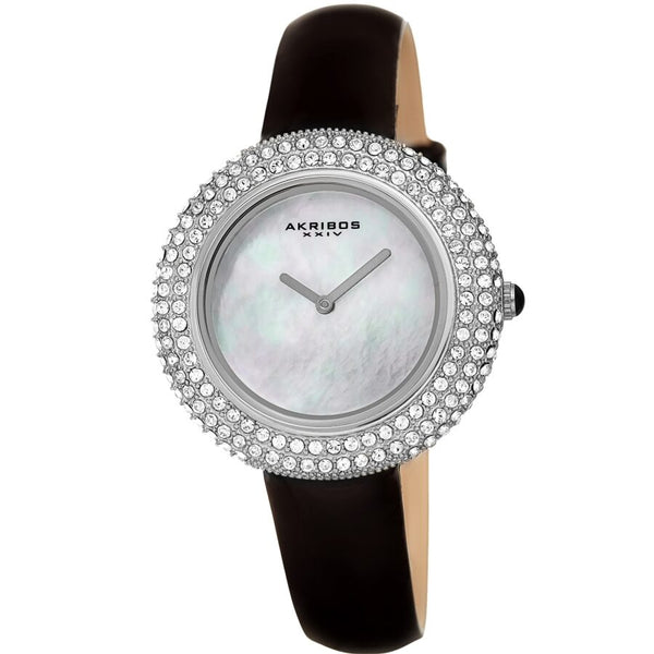 Akribos XXIV Quartz Crystal White Dial Ladies Watch #AK1049SSB - Watches of America